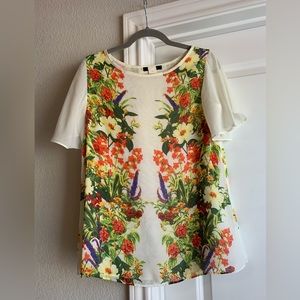 JENNIE & MARLIS Flutter Sleeve Tunic in Cream Floral